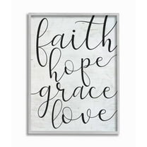 Stupell Industries Faith Hope Home Family Inspirational Word On Wood Texture Design Gray Farmhouse Rustic Framed Giclee Texturized Art by Lettered and Lined