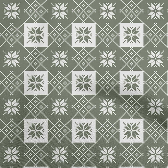 oneOone Cotton Poplin Dusty Green Fabric Geometric Sewing Craft Projects Fabric Prints By Yard 42 Inch Wide