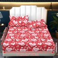 thumbnail image 2 of COEQINE King Size Sheet Set 3 Pieces, Includes Bedding Sheets & Pillowcases, All Around Elastic Fitted Long Lasting All Season for Women for Valentine's Day Decor, Pink Heart Leaf Red, 2 of 5