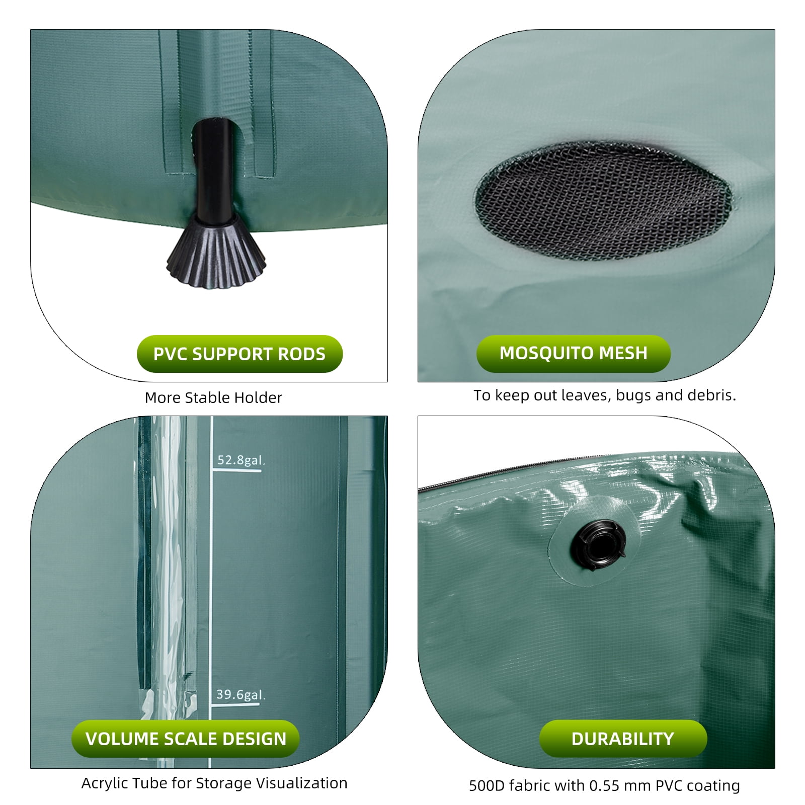 Rain Barrel 60 Gallon Collapsible , PVC Spigot Water Storage Container ...