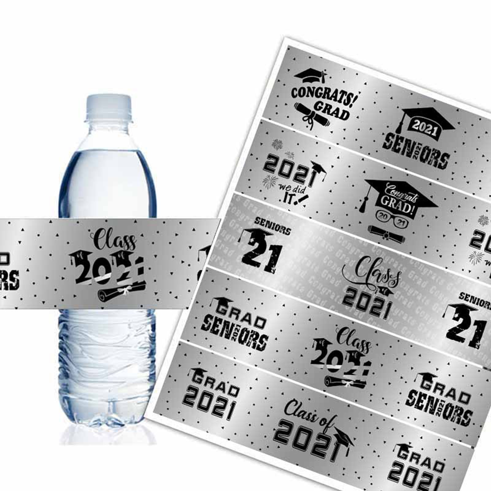 2021 Graduation Decoration Adhesive Water Bottle Label Class of 2021  Congrats Grad Stickers Party Supplies New