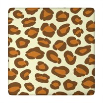 Cream and Brown Of Leopard Print Square Fitted Tablecloth with Elastic Edge,Square Table Cover,Washable Elastic Table Cover for Home Kitchen Party Decor 34"x34"