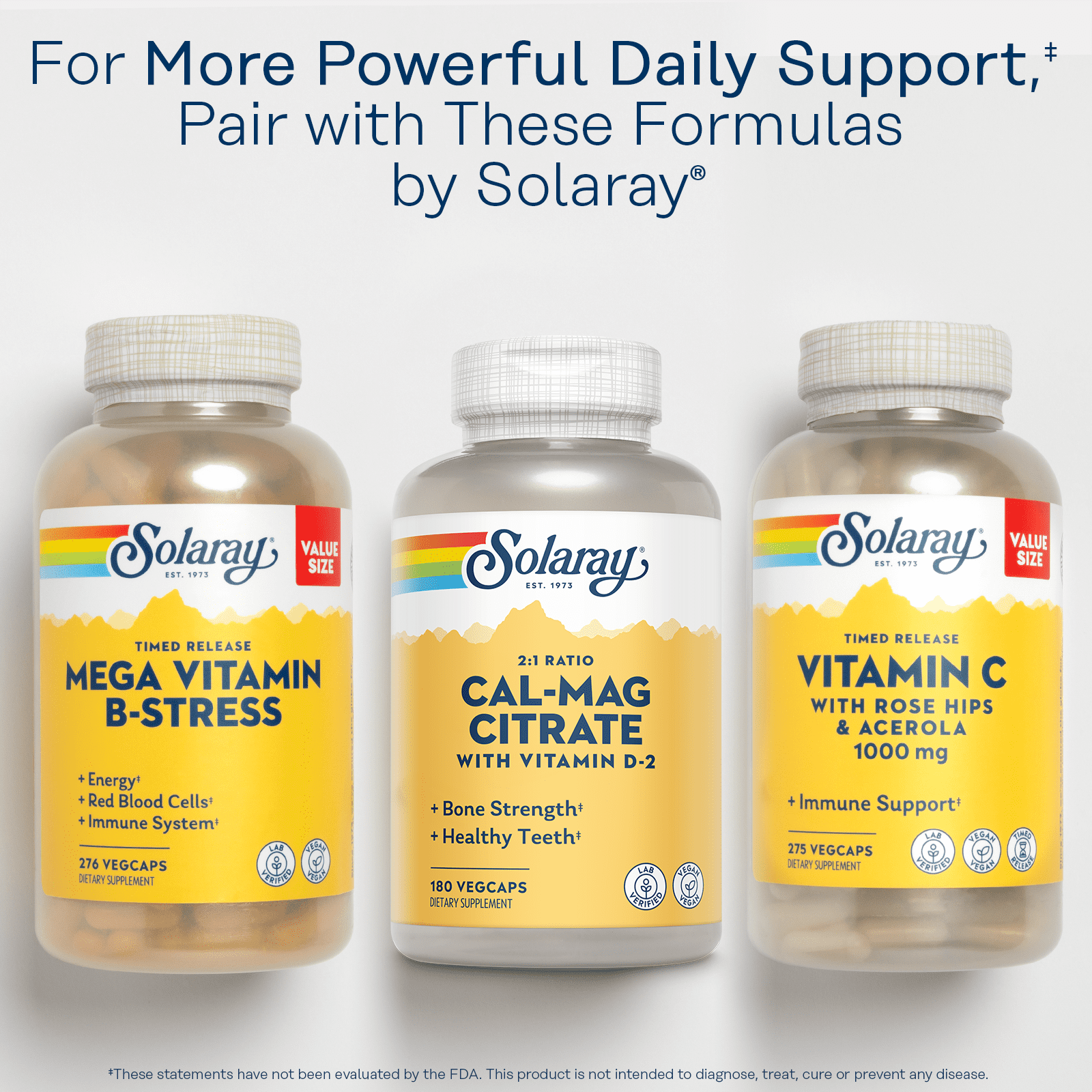 Solaray Calcium Magnesium Citrate 2:1 Ratio with Vitamin D2, Healthy Bone, Muscle & Nerve Support, 30 Serv, 180 VegCaps