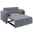 thumbnail image 1 of 3-in-1 Convertible Sofa Bed, Dark Grey Holland Velvet Sleeper Sofa with USB Charging Ports, 7-Level Adjustable Backrest & Side Pockets, Modern Small Space Solution for Living Room, 1 of 7