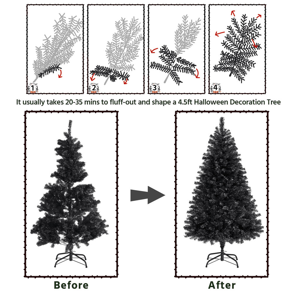 Alden Design 4.5Pre-lit Spruce Artificial Christmas Tree with 150 Incandescent Warm White Lights Holiday Decorative, Black