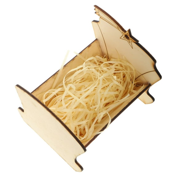 Worgeous Nativity Scene Ornament Mini Manger Bed for Baby Jesus Wooden Manger Baby Jesus Bed