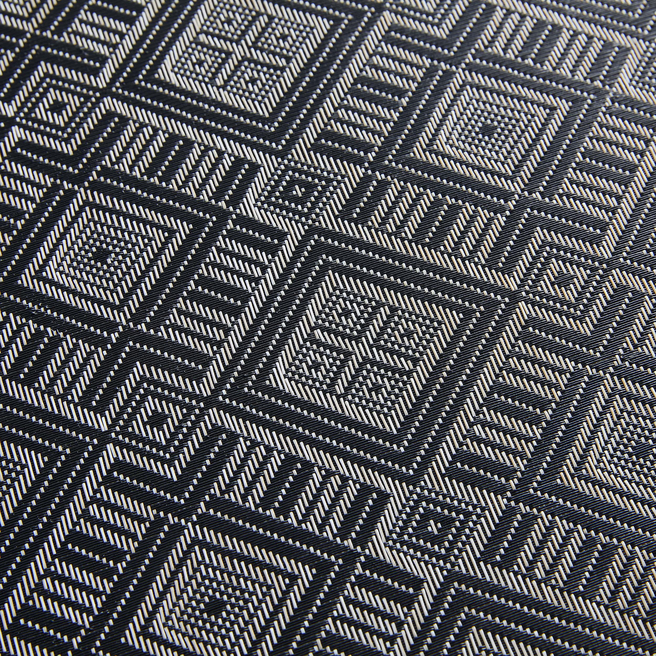 B. Smith Vinyl Woven Diamond Print Placemats, Black and Ivory (4 Pack) , 13" x 18"