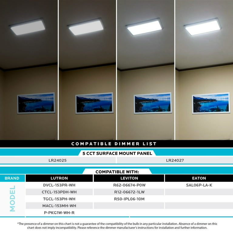 vold Pakistan medier Luxrite 1x2 FT LED Panel, 22W Ultra Thin Ceiling Light Fixture, 5 Color  Selectable, 2100 Lumens, Flush Mount, Damp Rated, UL Listed - Walmart.com