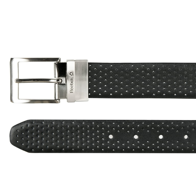 【 】Reversible Belt Reebok Reversible Perforated Belt, Black and Grey, Classic