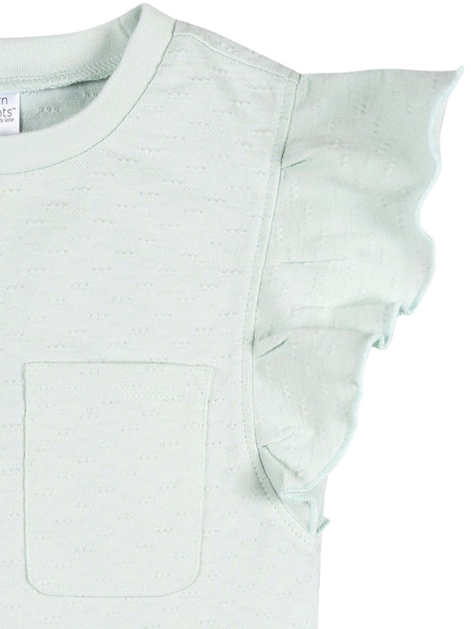 Modern Moments by Gerber Baby and Toddler Girl Organic Pleated Ruffle Sleeve Top, Sizes 0/3 Months - 5T