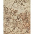 thumbnail image 2 of Andrea Lilio 15x18 Black Ornate Wood Framed Double Matted Museum Art Print Titled - The Adoration of the Shepherds (C. 1600-1610), 2 of 5