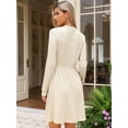 thumbnail image 3 of DARING DIVA Long Sleeve A-Line Ribbed Knit Crew Neck Midi Sweater Dress XL Apricot, 3 of 6