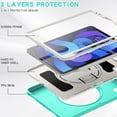 thumbnail image 4 of ELEHOLD Case for iPad Air (M2) 11 inch (2024) / iPad Air 4 & 5 10.9 Inch (2020/2022) / iPad Pro 11 2022, Military Grade Shockproof Silicone Protector with Pencil Holder+ Rotating Stand,Mint, 4 of 7