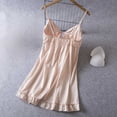 thumbnail image 5 of Lenpel Nightgown with Built in Bra for Women Lace V Neck Spaghetti Strap Sleepwear Mini Dresses Fashion Ruffle Trim House Pajama Dresses, 5 of 7