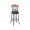 thumbnail image 2 of Swivel Bar Height Chair- Scroll Back- Faux Leather- Black Metal, 2 of 7