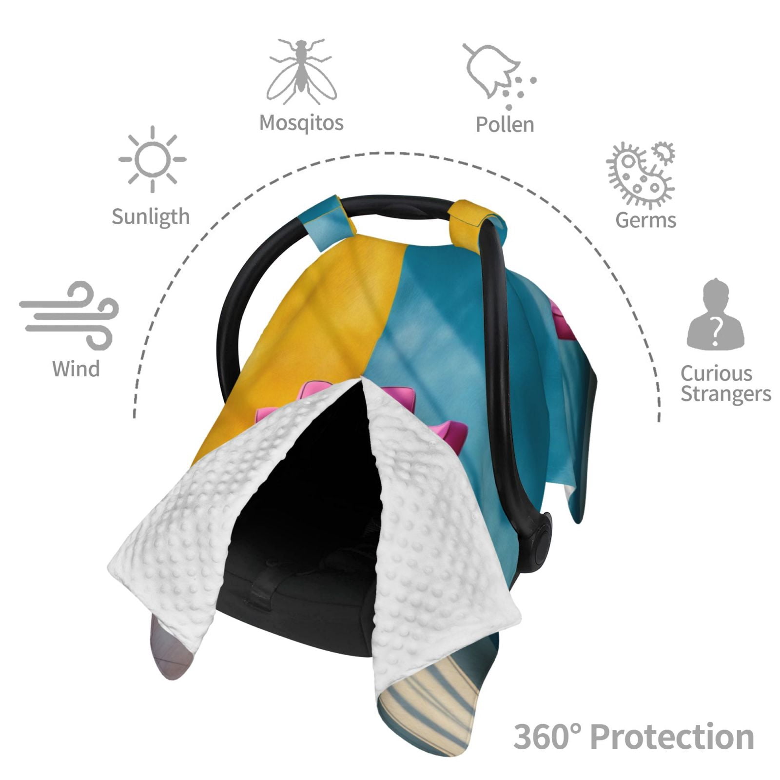 Car Seat Cover Baby - Bright Pink Chair Breathable Infant Car Seat Cover for Baby Carseat, Lightweight Comfort Baby Essentials Must Haves Newborn Stuff for Girl Boy