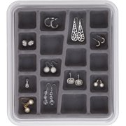 neatnix stax jewelry organizer tray, 18 compartments, pearl grey