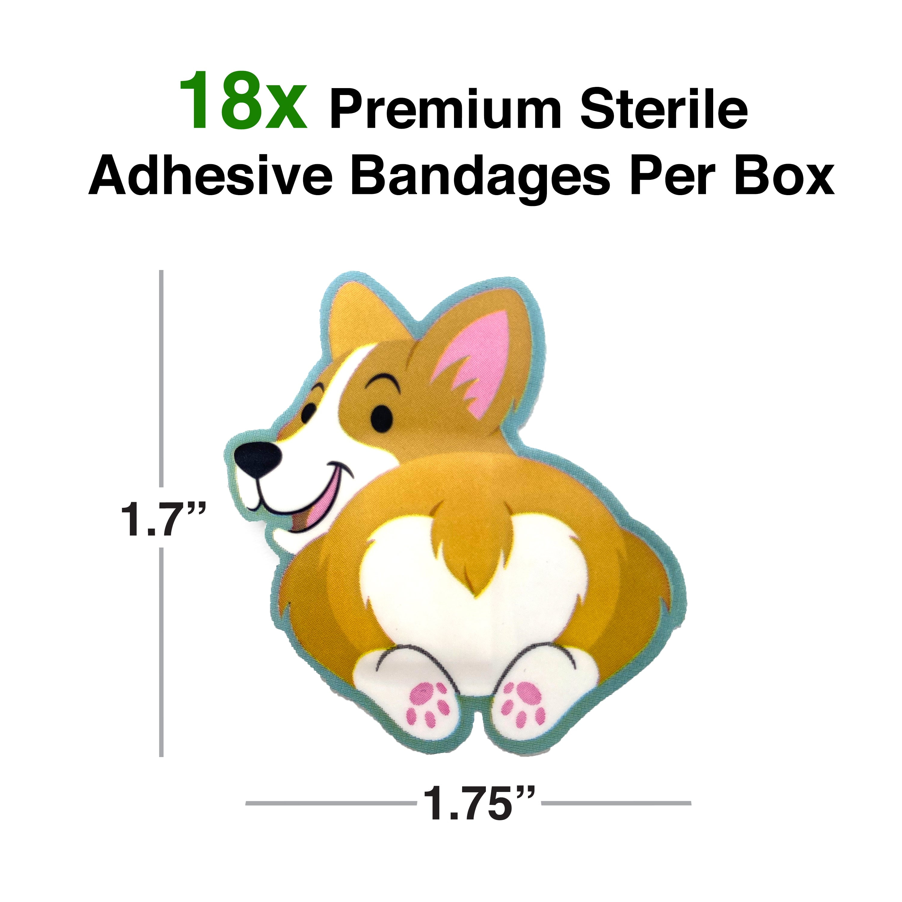 Corgi Butt Adhesive Bandages (Pack of 18)