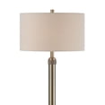 thumbnail image 3 of Benjara Modern Floor Lamp- White Linen Drum Shade- Brass Metal Pole- Round Base, 3 of 6