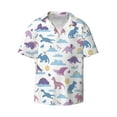 thumbnail image 4 of Uemuo Dinosaur Pattern Cotton Linen Short Sleeve Shirts,Casual Lightweight Button Down Shirts,Vacation Beach Summer Tops-Medium, 4 of 7