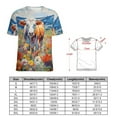 thumbnail image 2 of Farmhouse Highland Cow Funny Cattle And Flower Womens Tops Women's Fashion Casual Short Sleeve Flower Print Round Neck Pullover Top Blouse, 2 of 6