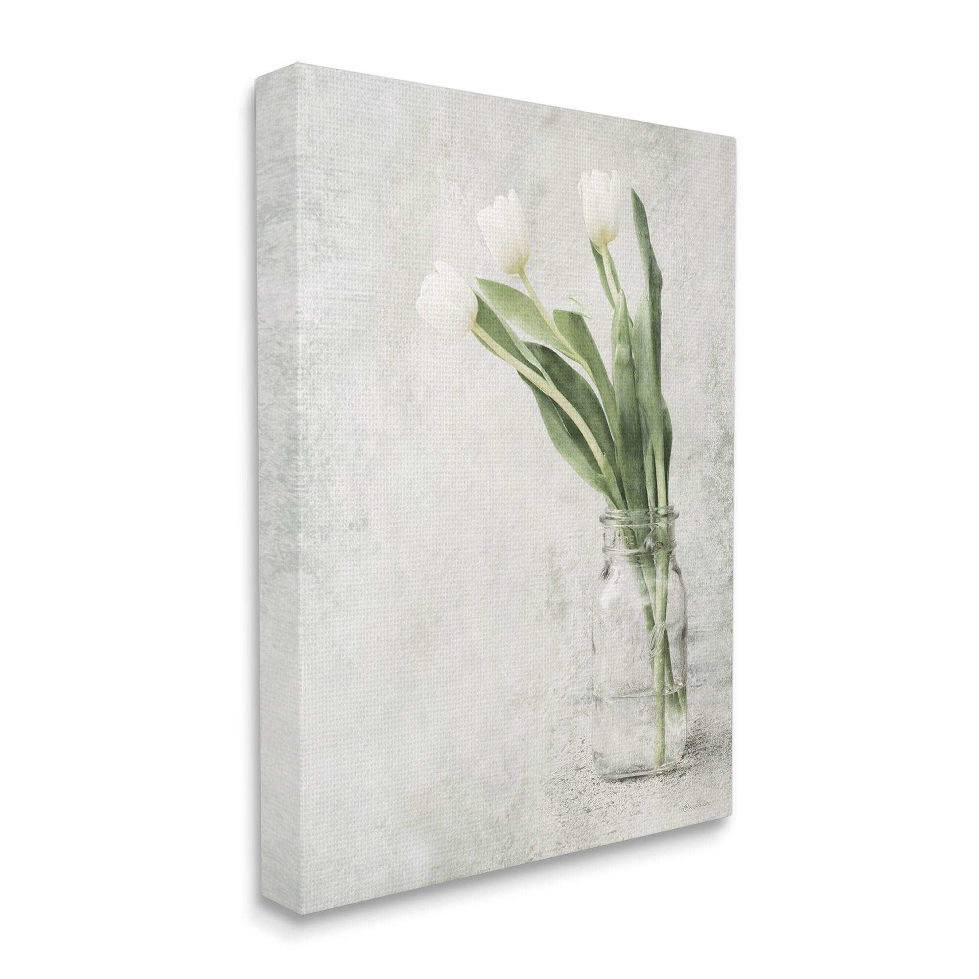 Stupell Asymmetrical Tulips Country Jar Botanical & Floral Painting Gallery Wrapped Canvas Print Wall Art