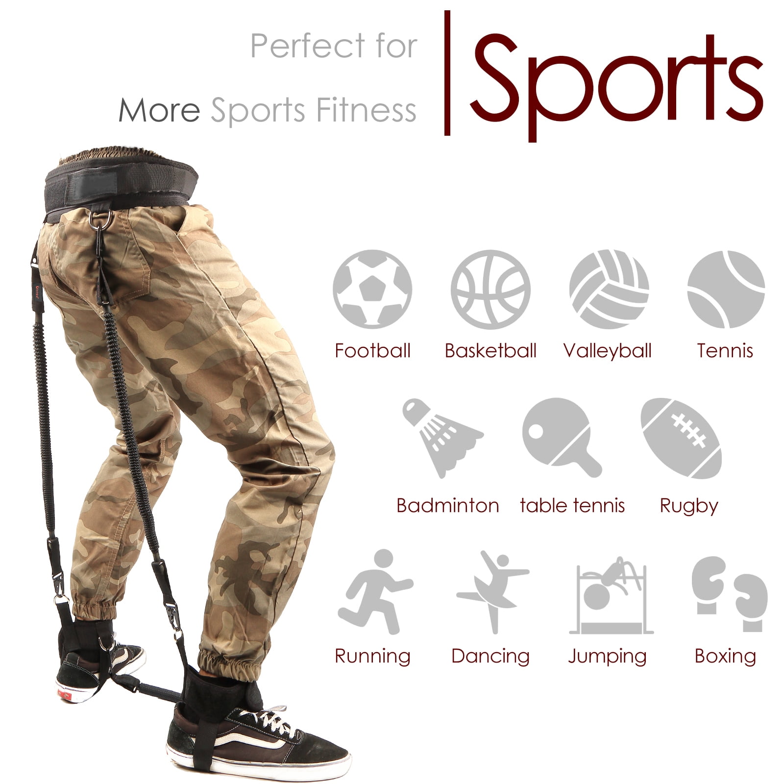 Ueasy Vertical Jump Trainer with Resistance Bands, Ankle Straps & Waist Belt - for Boxing, Basketball, Football Training (60LB-150LB Options)