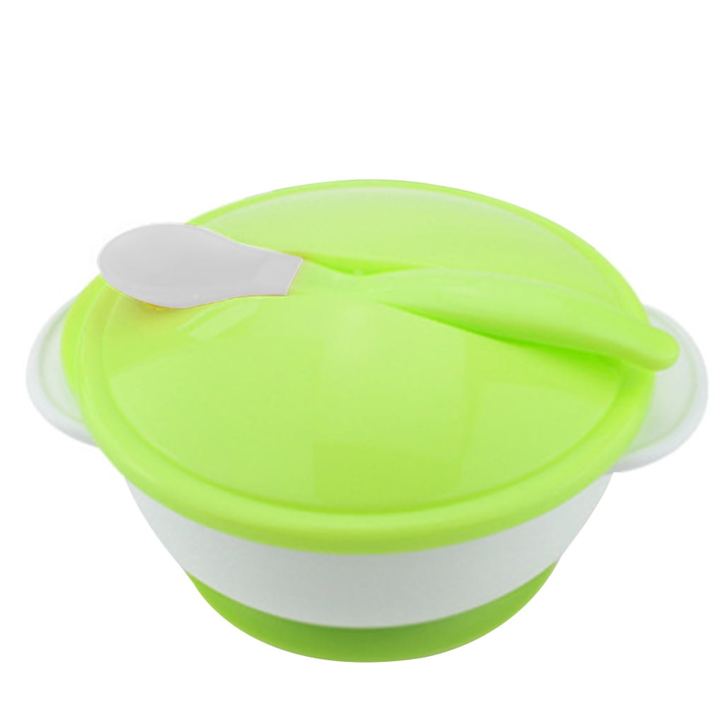 Baby Kid Toddler Suction Bowl Spoon Non-slip Temperature Colour Changing Feeding 