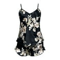 thumbnail image 2 of Njoeus Lounge Sets for Women, Plus Size Pajamas for Women Set Women's Satin Pajamas Floral Two-Piece Sets Sexy Ruffled Shorts Camisole Tops for Women Comfy Nightwear Loungewear Matching Pajamas for Wo, 2 of 7