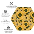 thumbnail image 3 of Honeii Bees and Sunflowers print Leather Coaster Set of 4, ideal for safeguarding your furniture from drinks spills and effortless cleanup-Hexagon, 3 of 6
