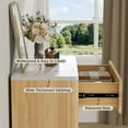 thumbnail image 3 of Selooye Fluted 5 Drawers Dresser, 47" Tall Modern Chest of Drawers with Faux Marble Top, Curved Profile Design, Wood Drawer Organizer for Bedroom, Living Room, Hallway, Entryway, Natural Oak, 3 of 8