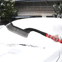 Nkmbld Portable Car Snow Shovel, 2 in 1 Ice Scraper Snow Brush for Car SUV Trucks Detachable Snow Plow with Foam Grip PVC Brush for Car Windshield, Red