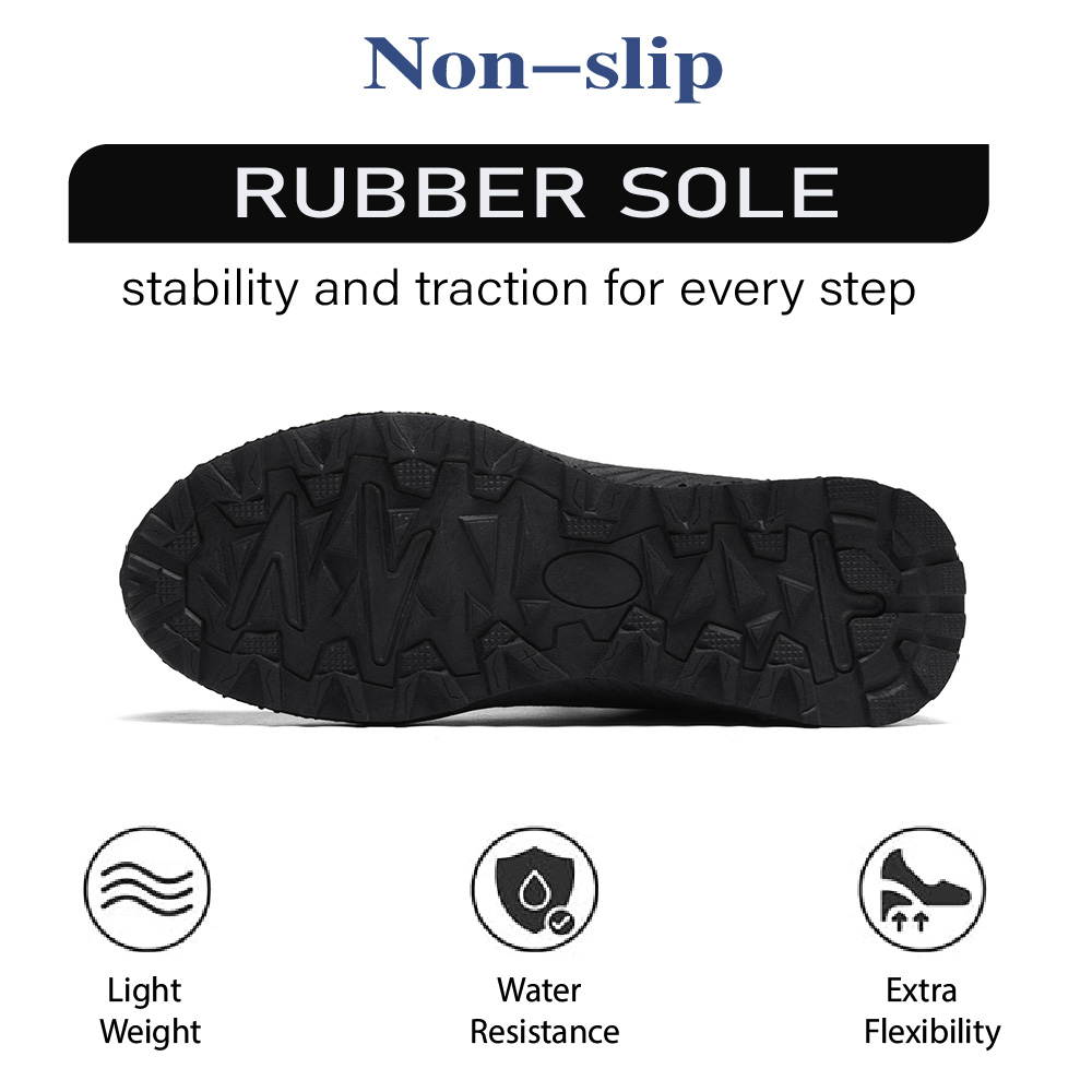 Mens Hiking Shoes Outdoor Lightweight Non-slip Breathable Sneakers Trekking Waterproof Comfortable Off-Road Shoes Black 9.5 US