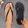 thumbnail image 4 of GERsome Flip-Flops for Women Slip-On Elastic Ankle Strap Thong Sandals Comfort Walking Shoes Beach Flat Sandals, Black Size 5.5, 4 of 9