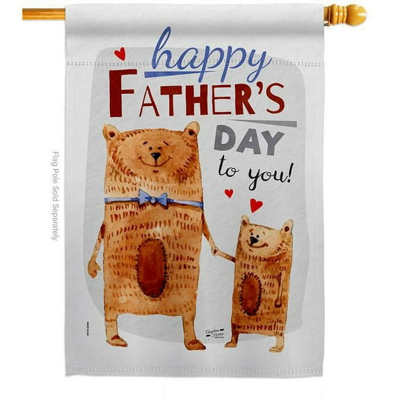Angeleno Heritage H137479-BO Daddy Bear Family Father Day 28 x 40 in. Double-Sided Decorative Vertical House Flags for Decoration Banner Garden Yard Gift