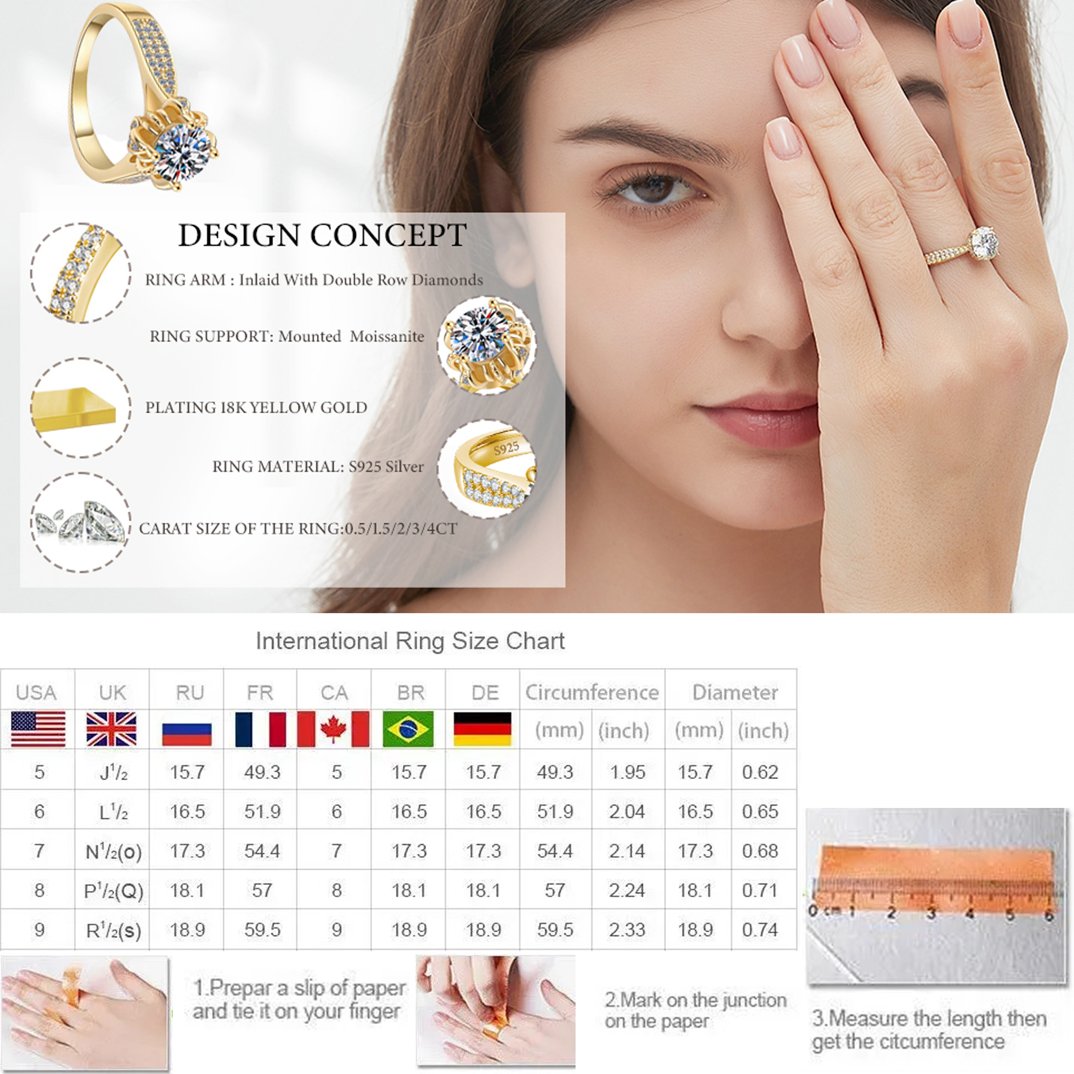 1.0ct Moissanite Diamond Petal Engagement Ring for Women D Colour Sparkling Halo Lover Genuine Moissanite Wedding Promise Four-claw Flower Shape Group Diamond Bridal Jewelry