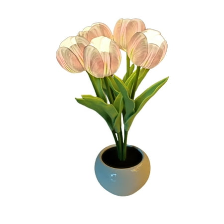 

Flower Table Lamp Tulip Desk LED Night Light for Home Living Room Decor Artificial Flower with Vase Table Centerpieces for Birthday Holiday Party Wedding Room Decoration