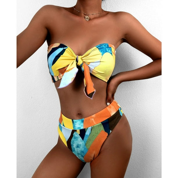 zanvin womans swimwear, Women's Solid Bikini Strap Bikini Deep V Sexy Split  Swimsuit Set Three-piece Swimming Suit ,Womens swimsuits 