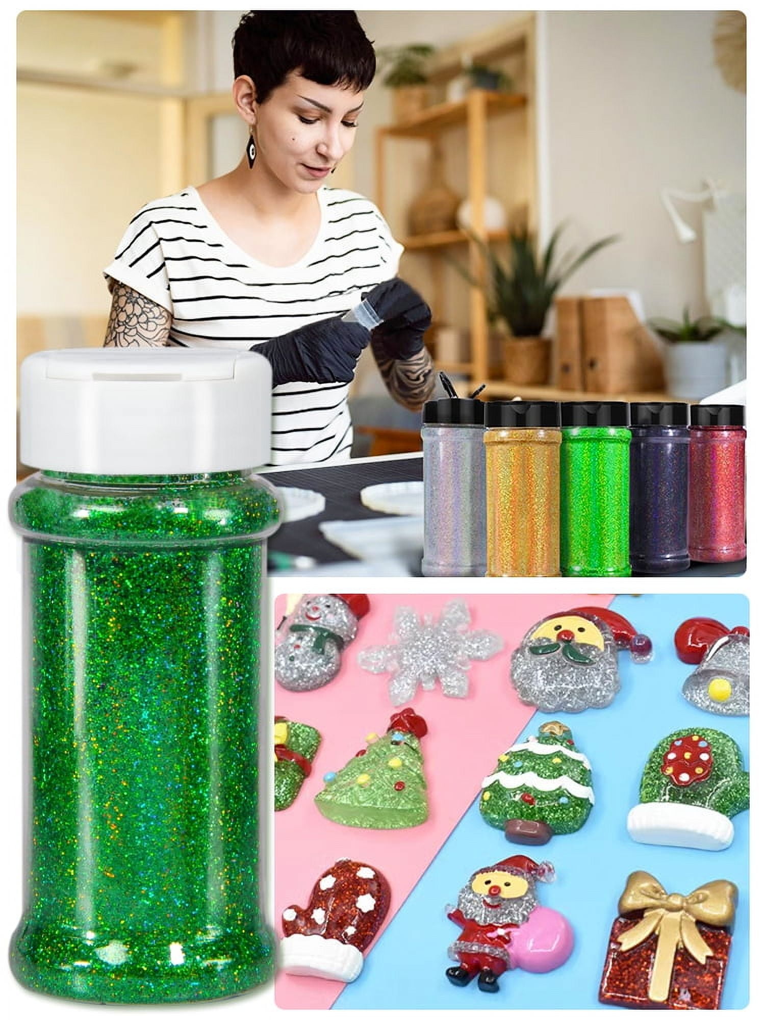 Aurora White Iridescent Rainbow Fine Glitter Shakers For Epoxy Resin Glitter 2oz/Bottle 4 Bottles/Set