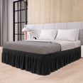 thumbnail image 1 of PiccoCasa Polyester Brushed Bed Skirt with Elastic Dust Ruffles 16" Drop, Full Black, 1 of 9