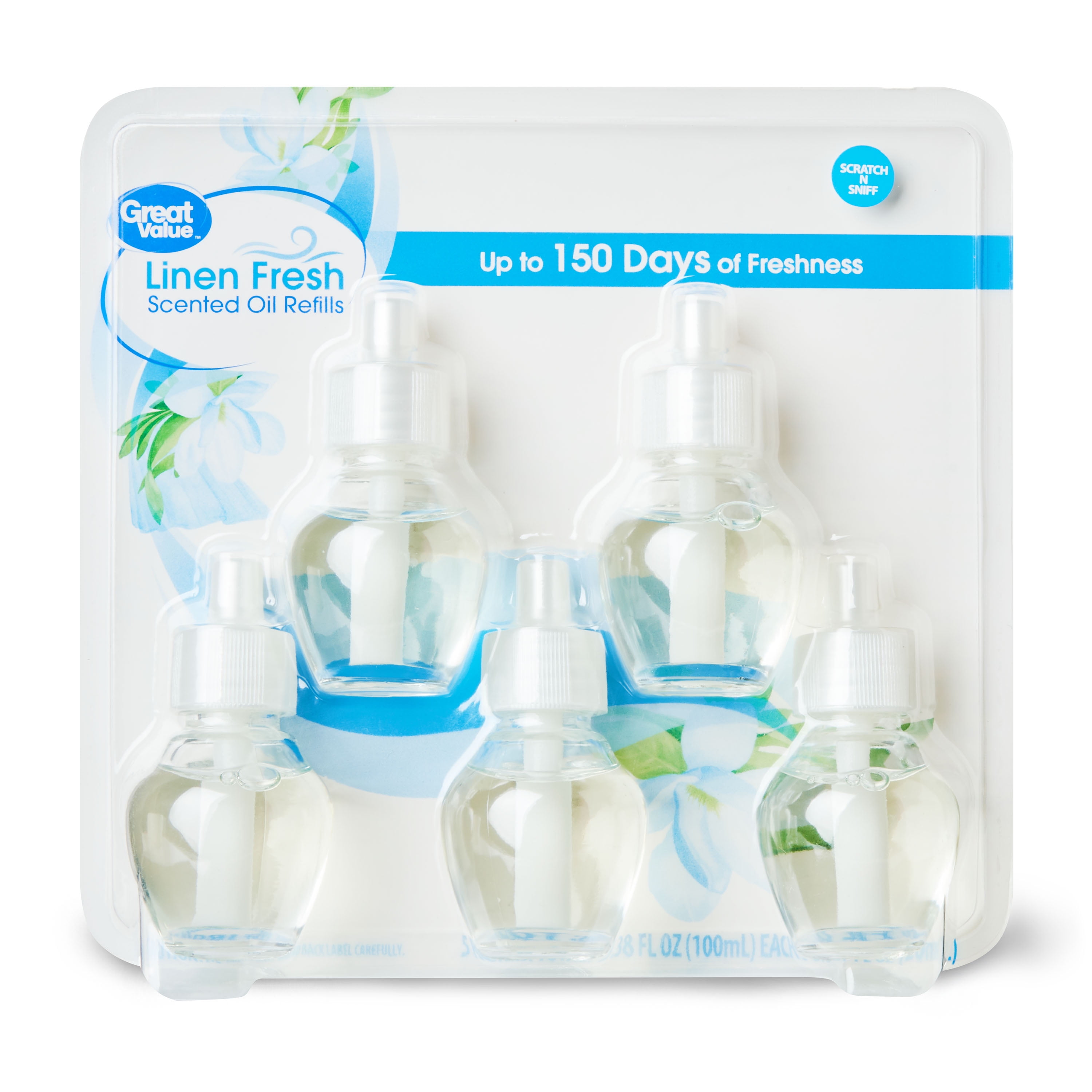 Great Value Plug In Scented Oil Refills, Linen Fresh, 5 Count Walmart