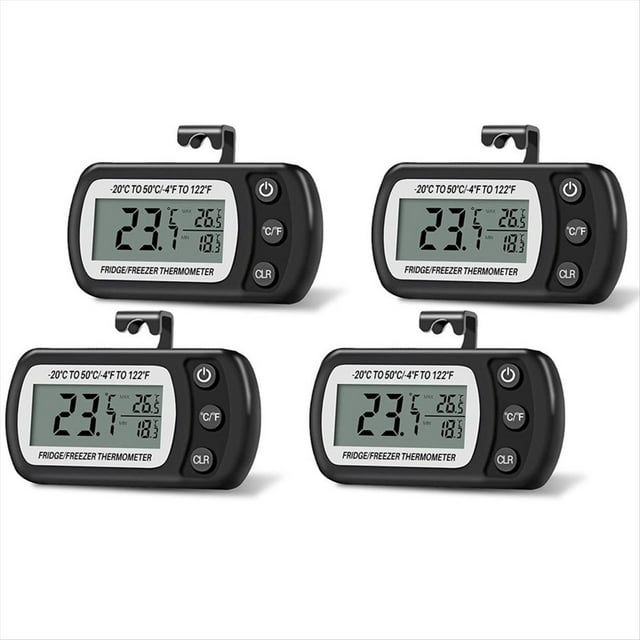 4 Piezas Termómetro Digital para Refrigerador y Congelador Termómetro con Pantalla LCD Grande Soporte para Habitación Cocina