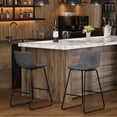 thumbnail image 2 of Aufeile 26" Counter Height Bar Stools Set of 2 – Modern Faux Leather Barstools with Back & Metal Legs, Kitchen Bar Chairs for Island, Dining Room, Gray, 2 of 8