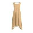 thumbnail image 5 of Uaswgudfs Women's Sleeveless Flowy Maxi Dress with Irregular Hem - Casual A-Line Summer Sundress & Minimalist Design Beige XXL, 5 of 8