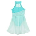 thumbnail image 4 of iiniim Kids Girls Halter Cutouts Modern Lyrical Dance Leotard Tulle Dress Ballet Latin Jazz Ice Skating Mint Green 10, 4 of 7