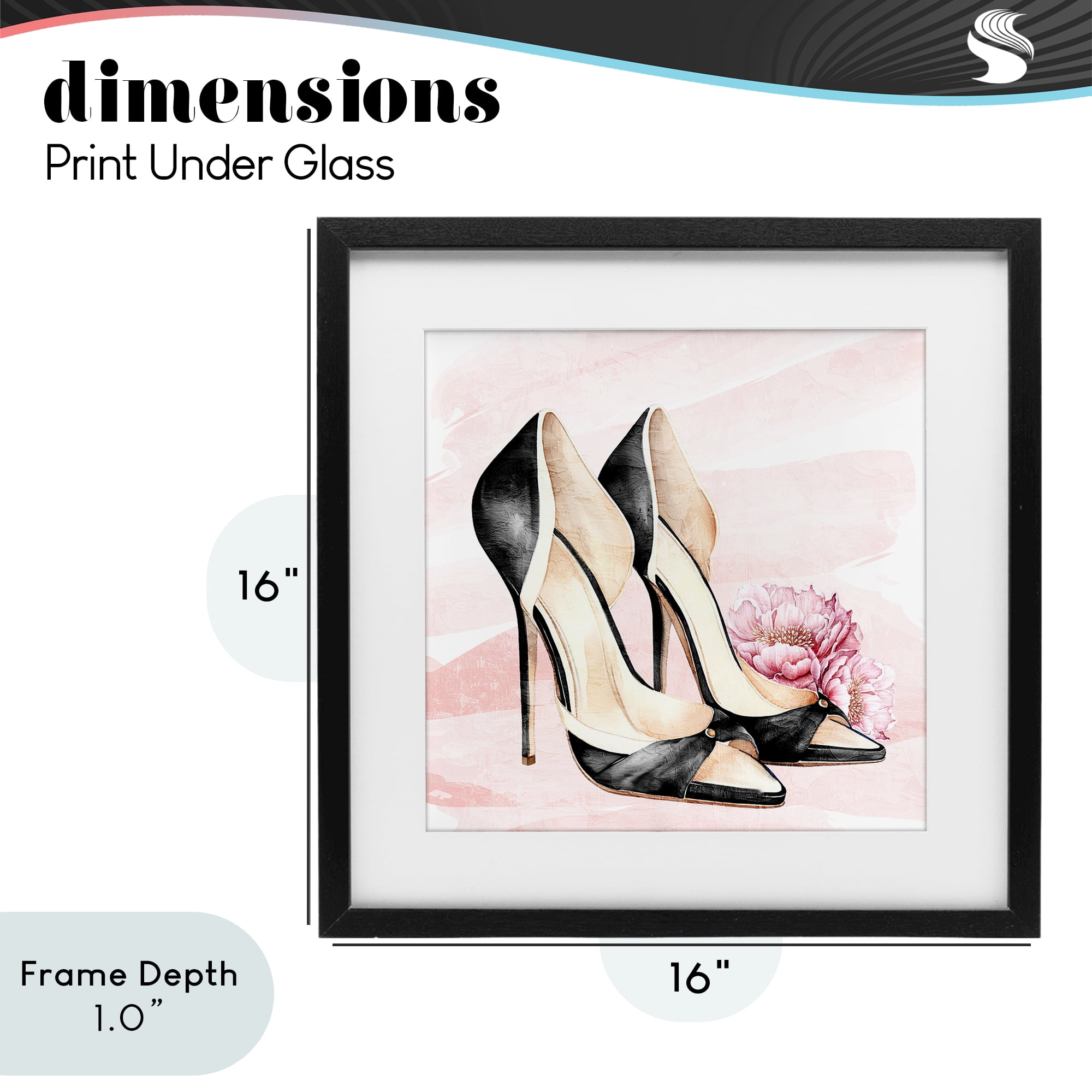 Stupell Industries Blush Glam Time Shoes Black Framed Print Under Glass, design by Kim Allen