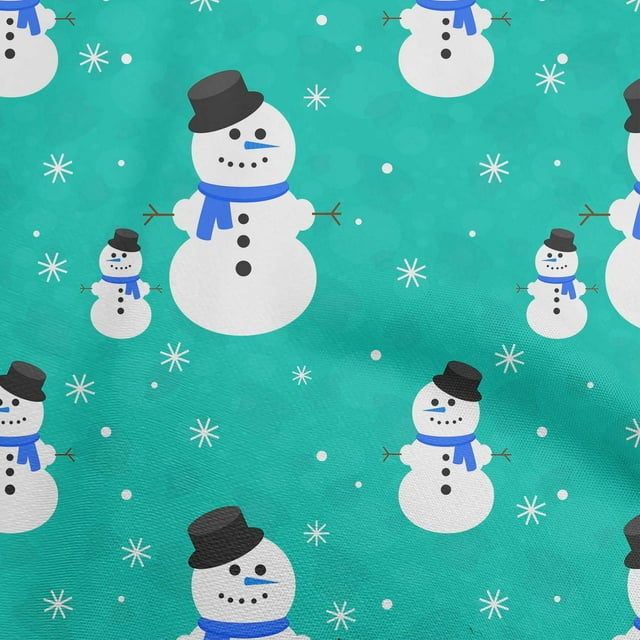 oneOone Polyester Spandex Turquoise Green Fabric Merry Christmas Sewing Material Print Fabric By The Yard 56 Inch Wide