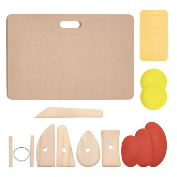 17x Pottery Tool Set DIY Clay Ceramic Craft Tool Kits Clay Wedging Board Clay Tool Set Pottery Supplies for Modelings
