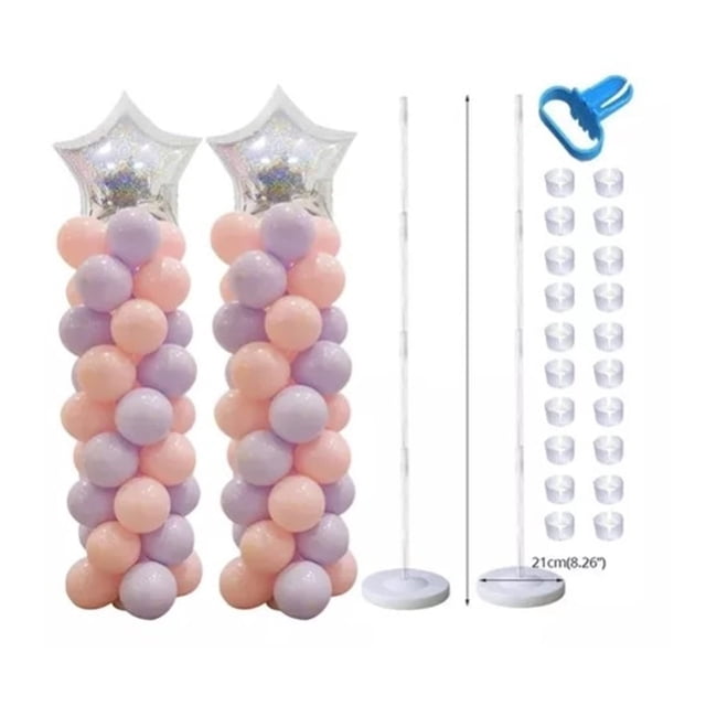 Kit de columnas para globos Mumusuki, plástico, con base, 21 cm, para cumpleaños