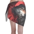 thumbnail image 5 of Zufioo Mysterious Hooded Wolf Print Women's Beach Short Wrap Skirt, Short Quick-drying Wrap Skirt, Swimsuit Cover-up Sun Protection Cape, Suitable for Beach, Pool-One Size, 5 of 7